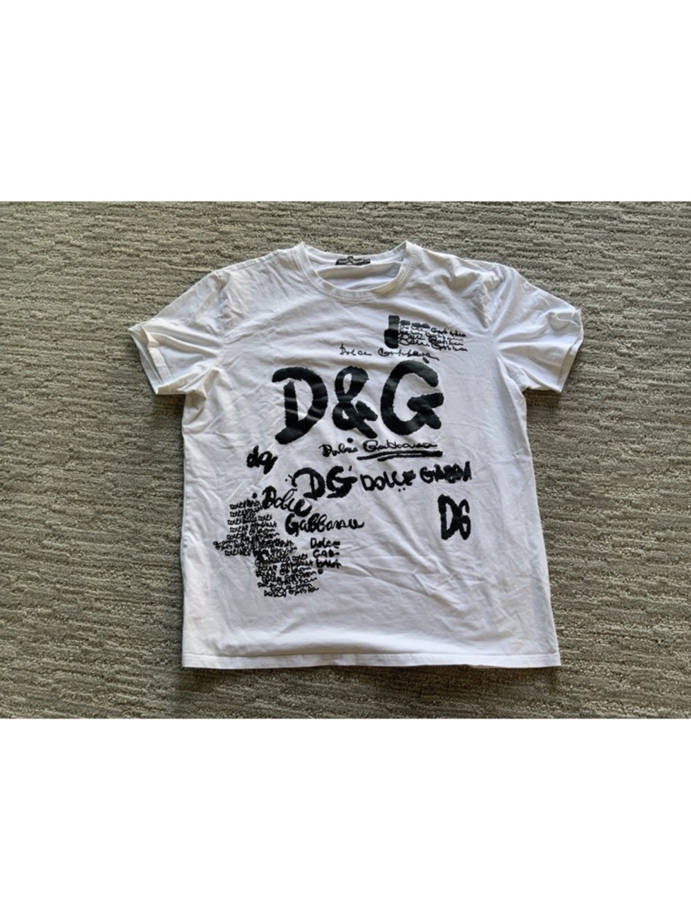 Dolce & Gabbana D&G White Graffiti Logo Graphic T-Shirt | Size 56 (XXL)